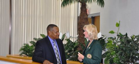 Meeting with Clerk Sharon Bock, before the Coffee Speech